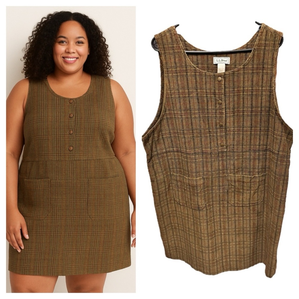 L.L. Bean Brown Plaid Mini Dress
